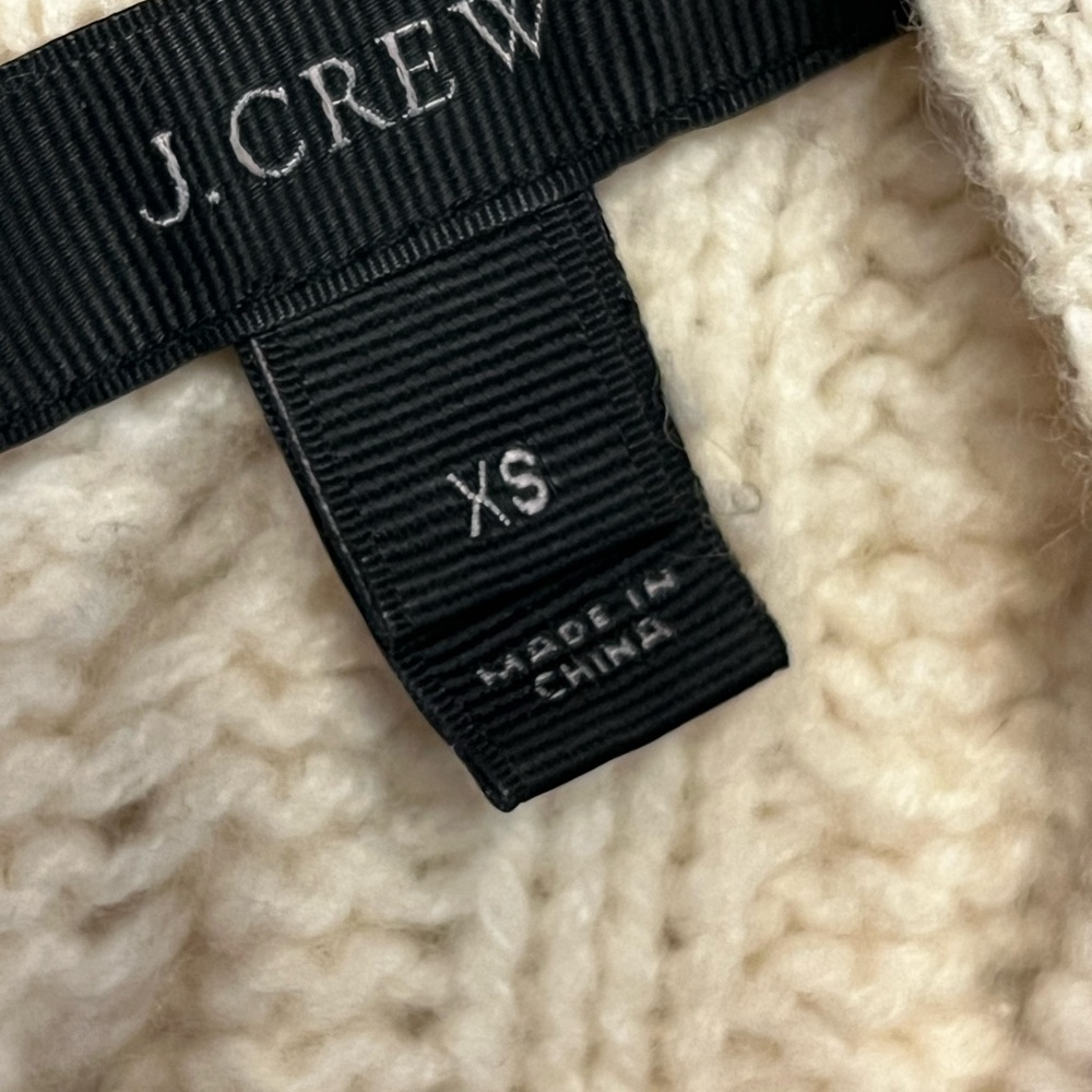 J. Crew Womens Cream Wool Oversized Fisherman Neutral Crewneck Sweater Size XS - Picture 4 of 7